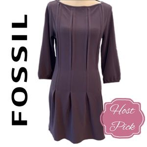 Fossil ~ Pleated Drop Waist Dress in Eggplant